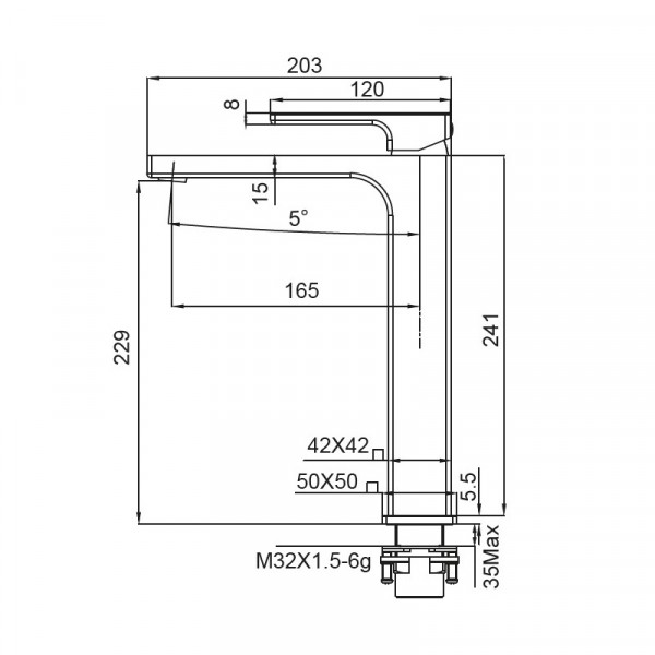 Смеситель для умывальника Koer KB-11009-01 высокий (Цвет хром) (KR3500)