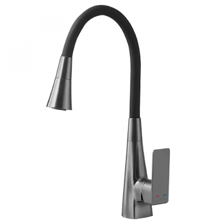 Смеситель для кухни Mixxus Etna 014-T (NUT) Graphite Refl.Black (Цвет графит+силиконовый излив черный) (MI8422)