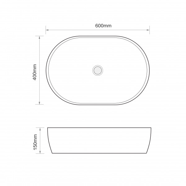 Раковина накладна Mixxus Premium ELLIPSE-0105 EDGE GOLD 600х400х150mm (MP6564)