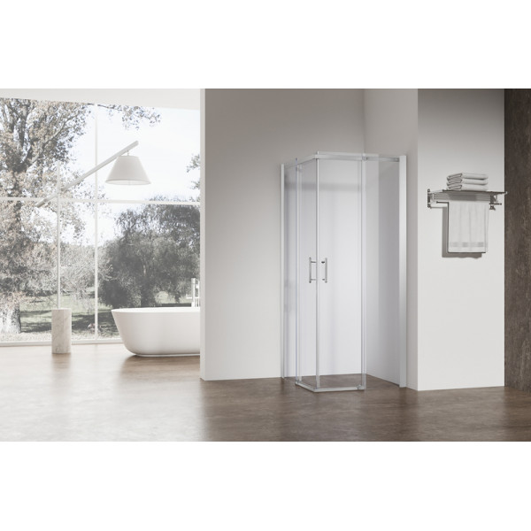 Душова кабіна без піддону Koer SR SC03-100x100x200-TR-01 прозоре скло Easy Clean 6мм, хром (KR5357)