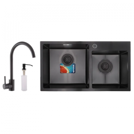 Набор Mixxus SET-7843D-220x1.0-PVD (мойка+смеситель+диспенсер) (MX0585)