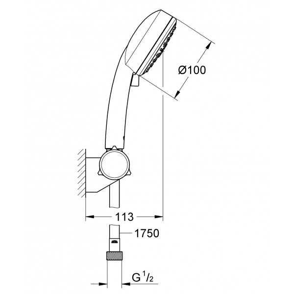 Душевой набор с держателем, 3 режима струи Grohe New Tempesta Cosmopolitan (27584002)