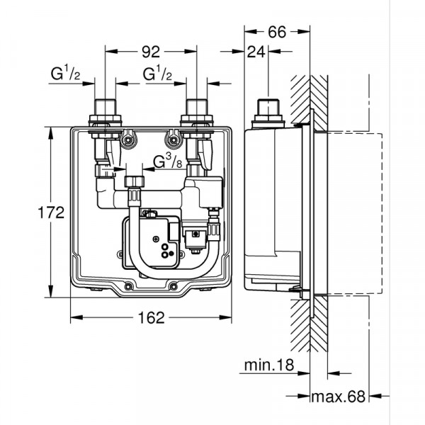 Скрытый монтажный блок Grohe Eurosmart Cosmopolitan E (36336001)