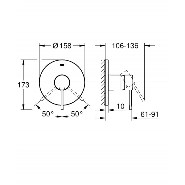 Смеситель скрытого монтажа для 1 потребителя Grohe Essence New (24057001)
