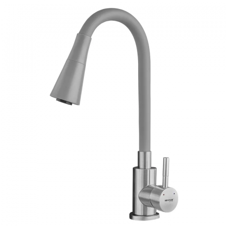 Смеситель для кухни MIXXUS SUS-011-T REFL.GRAY с силиконовым изливом из нерж. стали SUS304, излив серый (MI8227)