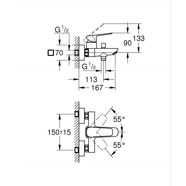 Однорычажный смеситель для ванны Grohe Cubeo (1018132430)