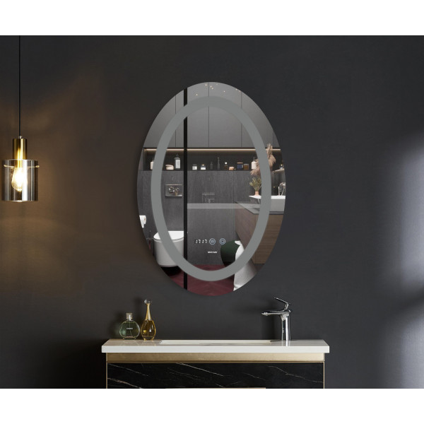 Дзеркало Mixxus PLAIN MV02-50x70 з Led Touch, Anti-fog, димером, регулятором яскравості, годинником (MI6010)