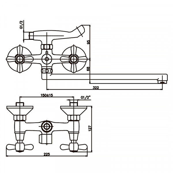 Змішувач для ванни Haiba Dominox 140 (HB0064)