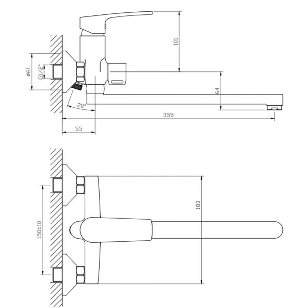Змішувач для ванни Haiba Troya 006 Euro (HB9660)