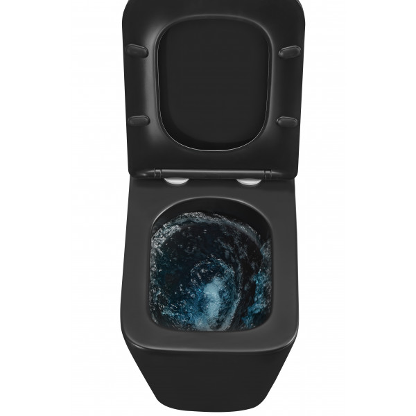 Унитаз подвесной Mixxus Premium QUADRO-0301-T3 BLACK 490х340х360mm, система смыва TORNADO 3.0 (MP6587)