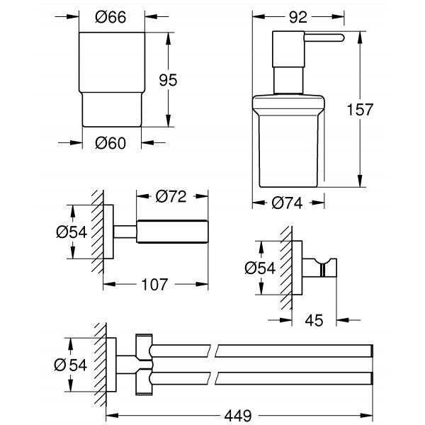 Набор аксессуаров 4 в 1 Grohe Essentials New (40846001)