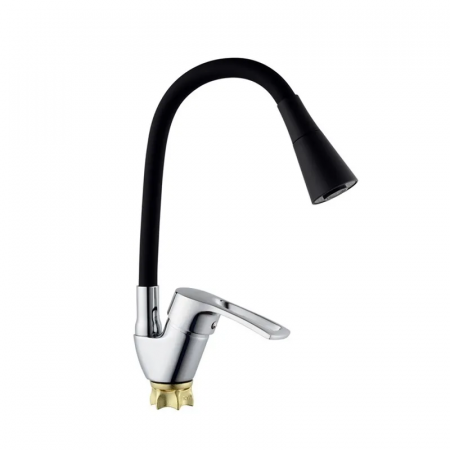 Смеситель для кухни с силиконовым изливом Champion YUB 011-181 (Nut) Refl.Black (MI6421)