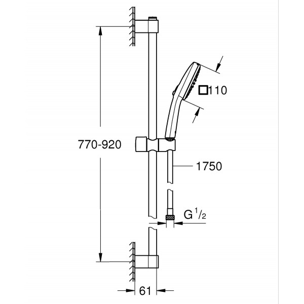 Душевой гарнитур Grohe Tempesta Cube 110, 2 режима (26908003)