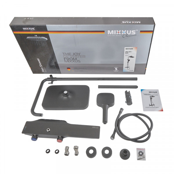 Душова колона з термостатичним змішувачем MIXXUS PREMIUM SPACE-009-J BLACK з кнопковим перемикачем, 3 режими (MI7011)