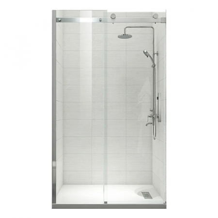 Дверь в нишу Koer SR SD01-120x200-TR-02 прозрачное стекло Easy Clean 8мм, никель (KR5379)