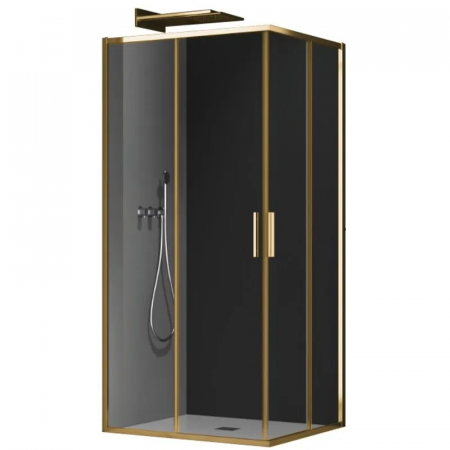 Душевая кабина без поддона Koer SR SC10-90x90x195-TR-12 прозрачное стекло Easy Clean 6мм, матовое золото (KR5943)