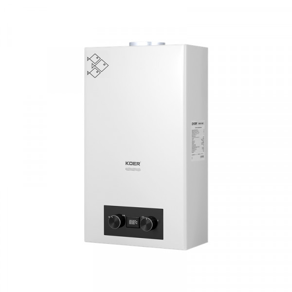 Газова колонка Koer KWH.G0110 WHITE димохідна 10 л/хв, колір білий (KR5553)