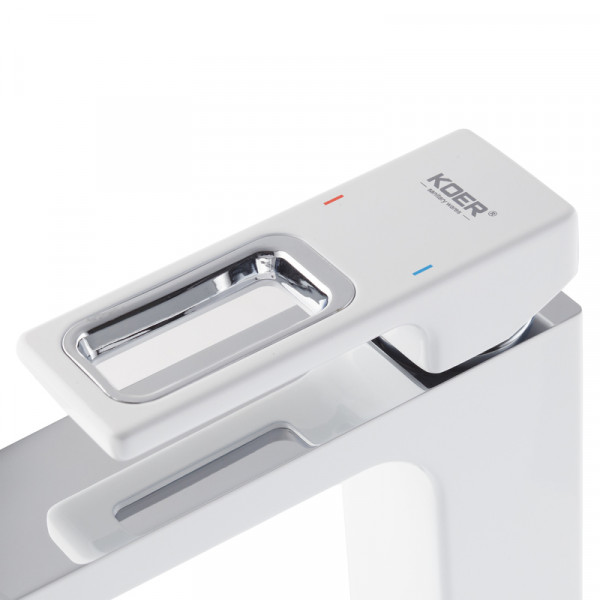 Смеситель для умывальника KOER KB-10009-04 (Цвет хром+белый) (KR5975)