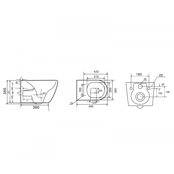 Унитаз подвесной Mixxus Premium Ellipse-0308-T3 490x360x360mm система смыва Tornado 3.0 (MP6676)