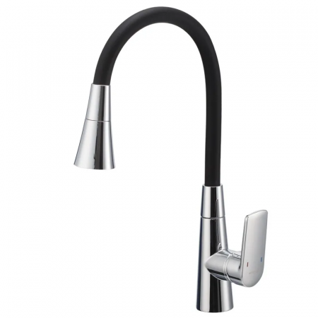 Смеситель для кухни Mixxus Premium Matis 011-T (NUT) Refl.Black (Цвет хром+силик.излив черный) (MI8266)