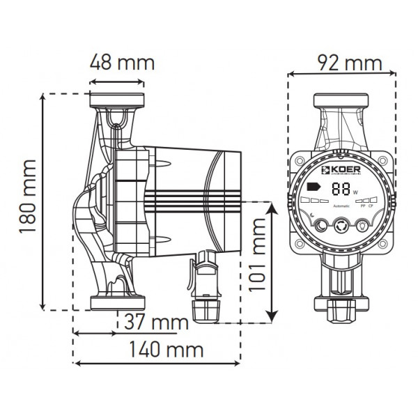 Насос циркуляційний енергозб. Koer KP.N25 / 6-180 (KP0247)
