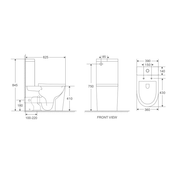 Бачок для унитаза-компакта Mixxus Premium Bevel-0401-T1 Tank 625х390х845 со сливной арматурой (MI8321)