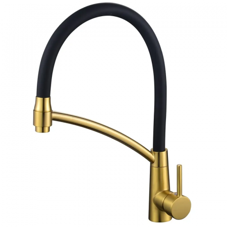 Смеситель для кухни Mixxus Premium Rossi 017 Brushed Gold Refl.Black (Цвет матовое золото+сил.излив черный) (MP6723)