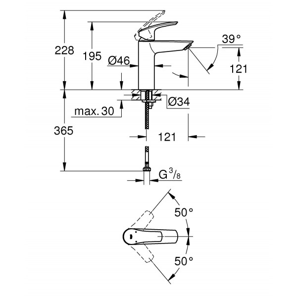 Змішувач для раковини Grohe Eurosmart (чорний матовий) (233242433)