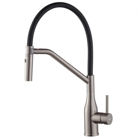 Смеситель для кухни Koer KI-70026-07 с черным силиконовым изливом (KR5211)