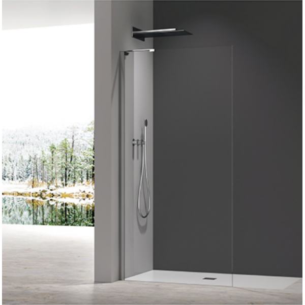 Душевая перегородка Koer SR SP02-100x200-TR-07 Walk-In прозрачное стекло Easy Clean 8мм, графит (KR5397)