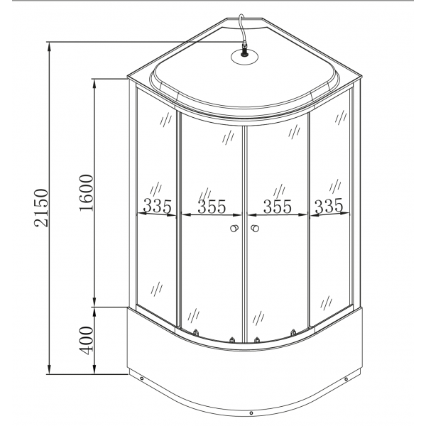 Бокс душовий без гідромасажу Mixxus STRONG SB01-90x90x215-FB SATIN з високим піддоном (MI6884)