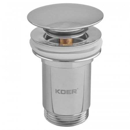 Донный клапан для раковины Koer PW-07-01 1 1/4'' с переливом автоматический СLICK-СLACK (Цвет хром) (KR5782)