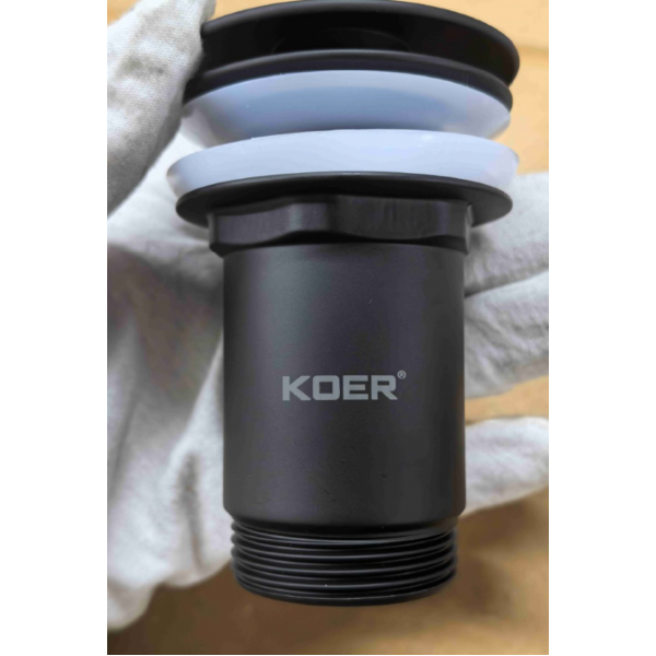 Донный клапан для раковины Koer PW-07-05 1 1/4'' с переливом автоматический СLICK-СLACK (Цвет черный) (KR5785)
