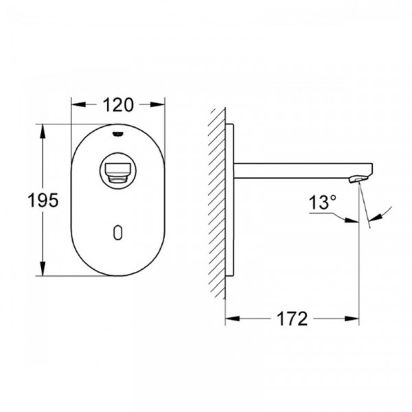 Монокран на одну воду сенсорный, Bluetooth, скрытый монтаж Grohe Euroeco Cosmopolitan E (36410000)