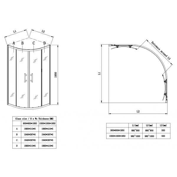 Душевая кабина без поддона Koer SR SC04-100x100x195-TR-01 прозрачное стекло Easy Clean 5мм, хром (KR5361)