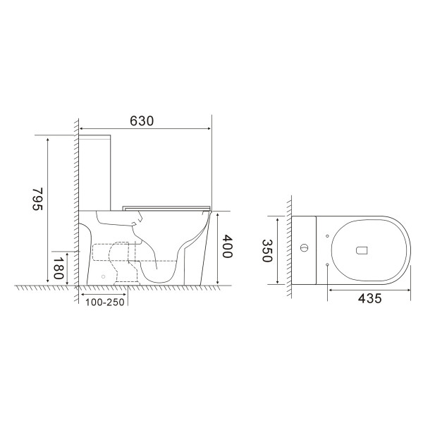 Бачок для унитаза-компакта Mixxus Wave-0405-R Tank 630х350х795 со сливной арматурой (MI8336)