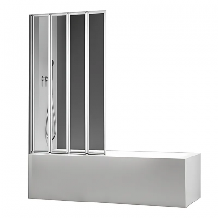 Шторки стеклянные на ванную складные Koer SR BS07-80x140-TR-01 прозрачное стекло Easy Clean 4мм, хром (KR5948)