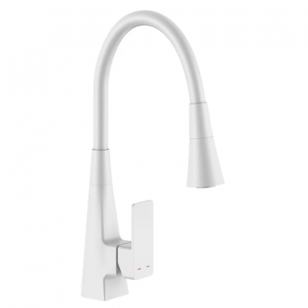 Смеситель для кухни Mixxus Etna 014-T (NUT) White Refl.White (Белый+силиконовый излив белый) (MI8424)