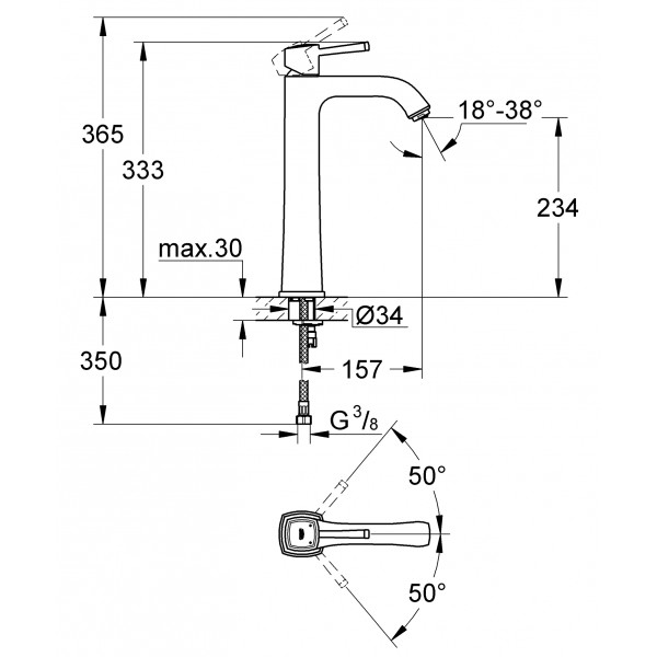 Змішувач на стільницю для раковини XL-розміру Grohe Grandera (23313000)