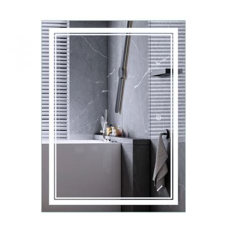 Зеркало Mixxus Premium QUADRO MR20-90x70-Reverse с Led Touch, Anti-fog, димером, регулятором яркости (MP6621)