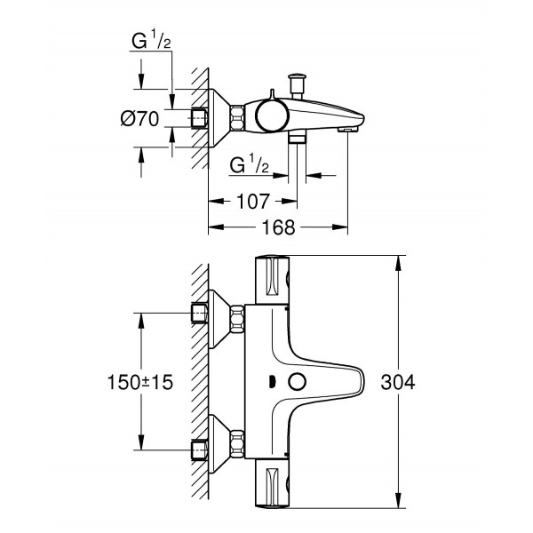 Термостат для ванны Grohe Grohtherm 800 (1022032430)