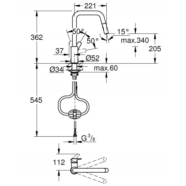 Смеситель для кухни Grohe Eurosmart (30619000)