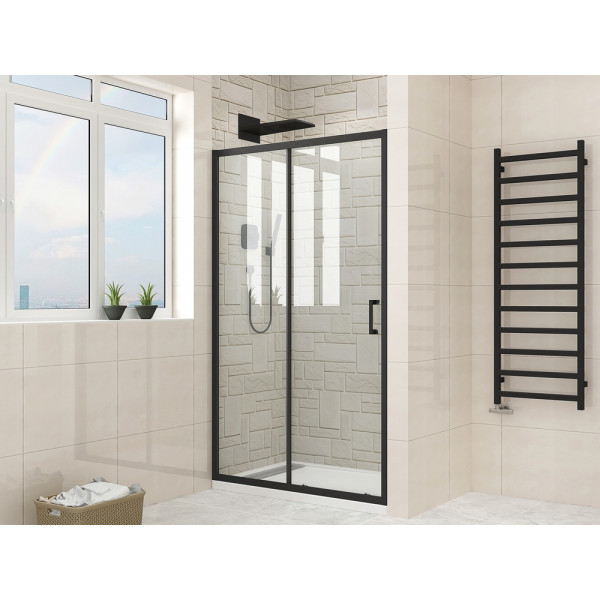 Двері в нішу Mixxus Premium DIVERSE SD01-140x185-TR Black прозоре скло 5мм (MI6878)