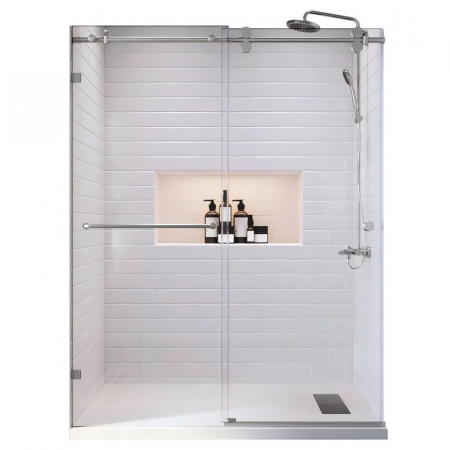 Дверь в нишу Koer SR SD06-140x220-TR-01 прозрачное стекло Easy Clean 8мм, хром (KR5368)