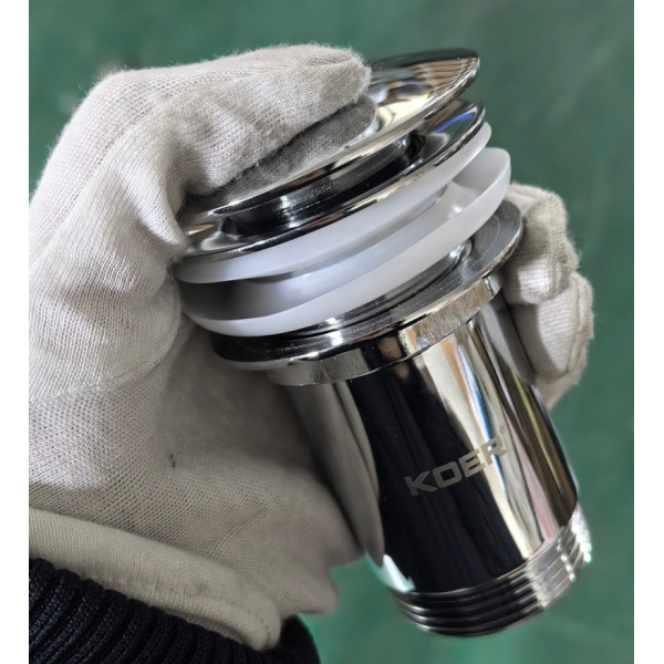 Донный клапан для раковины Koer PW-08-01 1 1/4'' без перелива автоматический СLICK-СLACK (Цвет хром) (KR5786)