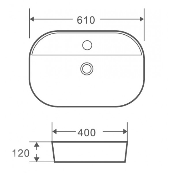 Умивальник накладний керамічний Mixxus Premium Ellipse-0202 610x400x120mm (MP6483)