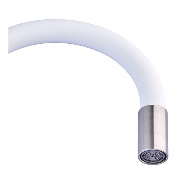 Смеситель для кухни с силиконовым изливом Champion SUS-011 Refl.White (нерж. сталь) (CH0331)