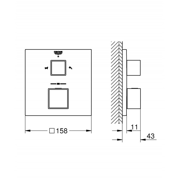 Термостат скрытого монтажа на 2 потребителя Grohe Grohtherm Cube (24155000)