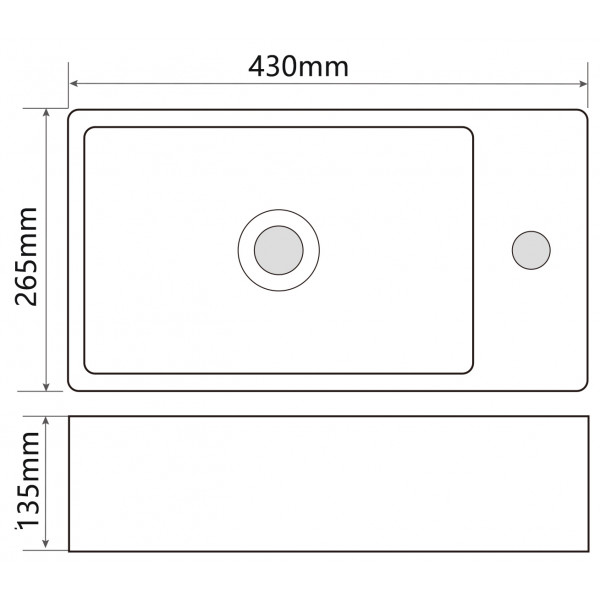 Раковина підвісна Mixxus Premium QUADRO-1201-L 430х265х135mm з отвором під змішувач (MP6505)
