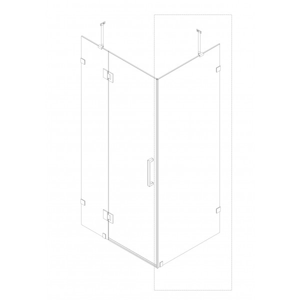 Бічна стінка до кабіни Koer SR SW04-90x200-TR-07 прозоре скло Easy Clean 10мм, графіт (KR5391)
